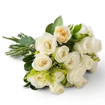 Alcobaça bunga- Buket 19 Mawar Putih Bunga Pengiriman