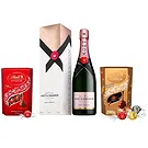 Riga-virágok- Moët & Chandon Rosé Impérial & Lindt Lindor c Virágkötészeti csokor