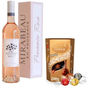 Colmar-Berg online Florist - Mirabeau Classic Rosé Gift Box & Lindt Truffe Bouquet