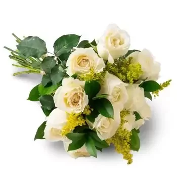Alfredo Chaves bloemen bloemist- Boeket van 15 Witte Rozen en Bladeren Bloem Levering