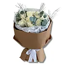 Dubai flowers  -  Premium  White Roses and Eucalyptus Flower Bouquet/Arrangement