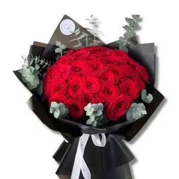 fiorista fiori di Ras Al Khaimah- Rose rosse classiche in avvolgimento nero 