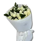 Garhoud flowers  -  Premium White Roses and Ruscus Flower Bouquet/Arrangement
