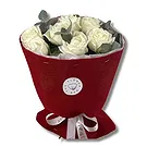 Garhoud flowers  -  Premium  White Roses with Eucalyptus Flower Bouquet/Arrangement