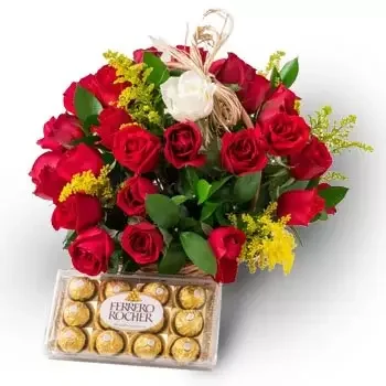 بائع زهور اليموا- سلة مع 39 الورود الحمراء و 1 وردة الانفرادي م زهرة التسليم