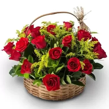 Alagoinha bunga- Keranjang dengan 28 Mawar Merah Bunga Pengiriman