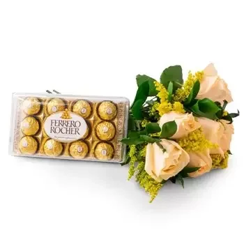 Almino Afonso kwiaty- Bukiet 8 szampana i czekoladowych róż Kwiat Dostawy