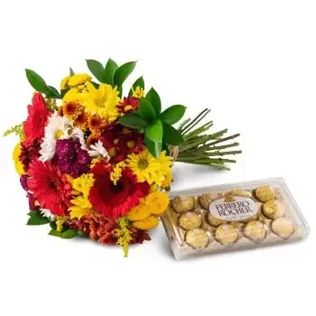 Americano květiny- Velká kytice barevných a čokoládových květin Květ Dodávka