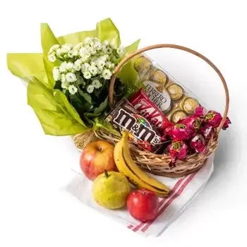 Aldeia-virágok- Kosár csokoládé, gyümölcsök és virágok Virág Szállítás