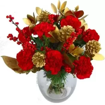 flores de Bendals / Emanuel / Greencastle- Natal dourado Bouquet/arranjo de flor