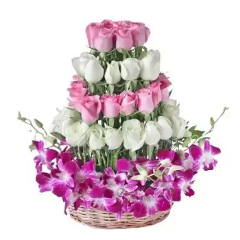 Al-Muḥarraq flowers  -  Orchids & Roses Basket Flower Delivery