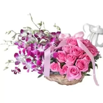 메디 나 (알-Madīnah) 꽃- 보라색 분홍색 바구니 꽃 배달