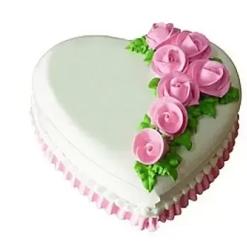 Даммам цветы- Торт Ванильное Сердце Цветок Доставка