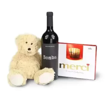 Στουτγάρδη σε απευθείας σύνδεση ανθοκόμο - Teddybear & Wine Μπουκέτο