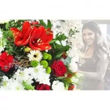 Anse-Bertrand blomster- Rød og hvit blomsterhandlers overraskelsesbuk Blomst Levering
