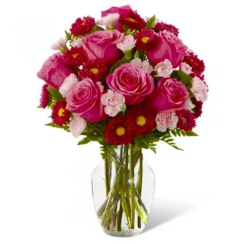 Aguilcourt kvety- Ruža a červená kvetinová kytica s prekvapením Kvet Doručenie
