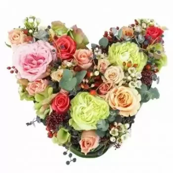 שטרסבורג פרחים- לב פרח קזבלנקה בוקולי זר פרחים/סידור פרחים
