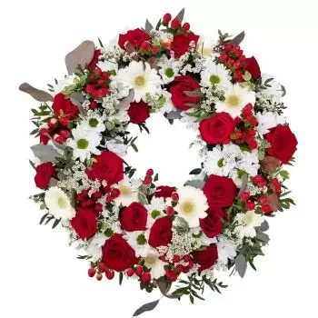 Lausanne Fleuriste en ligne - Couronne rouge et blanche Bouquet