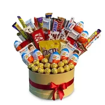Джеда цветя- Пълен с шоколадови бонбони Цвете Доставка