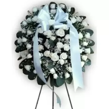 Sumatra online Florist - Wreath of white roses  Bouquet