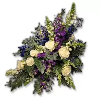 Дания цветя- Погребален букет с лилава фуксия Цвете Доставка