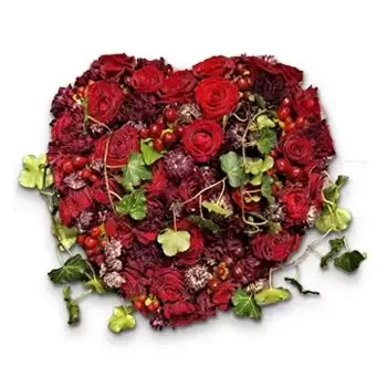 Дания цветя- Възглавница с червени рози Цвете Доставка
