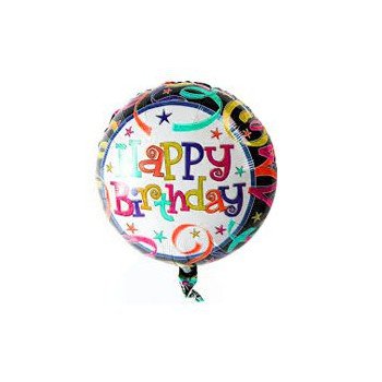 Catania Online Blumenhändler - Happy Birthday Ballon Blumenstrauß