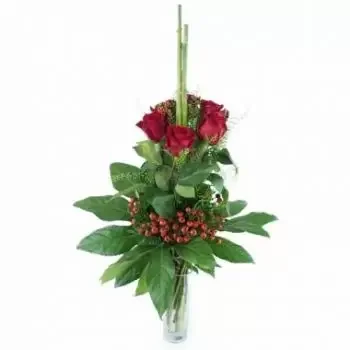Francja kwiaty- Długi bukiet czerwonych róż z Saragossy 