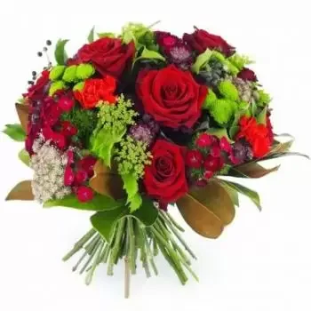 Orphelinat bunga- Sejambak bulat merah Riga Bunga Penghantaran