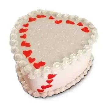 Cairo flowers  -  Vanilla Heart Cake Flower Delivery