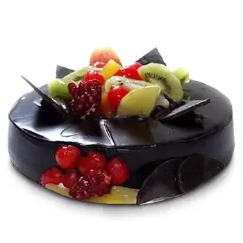 האיטי פרחים- עוגת פירות שוקולד בצורה עגולה פרח משלוח