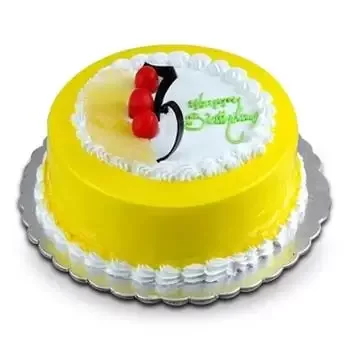 쿠웨이트 꽃- 라운드 파인애플 크림 케이크 꽃 배달