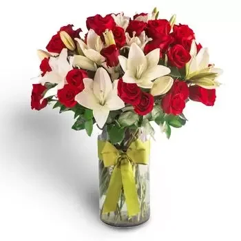 Гондурас цветы- Великолепная розовая роза и лилия  Цветок Доставка