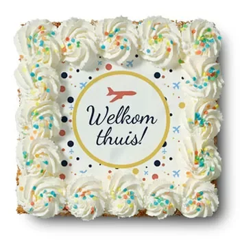 Rotterdam Online Blumenhändler - Schlagsahne-Torte „Welcome Home“ Blumenstrauß