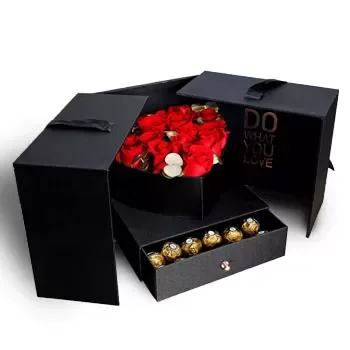 Σιγκαπούρη λουλούδια- Πλούσιο Dark Box Μπουκέτο/ρύθμιση λουλουδιών