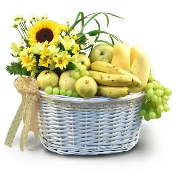Σιγκαπούρη λουλούδια- Κίτρινο πράσινο καλάθι Μπουκέτο/ρύθμιση λουλουδιών