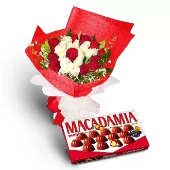 Diffun flowers  -  Red with White Flower Delivery