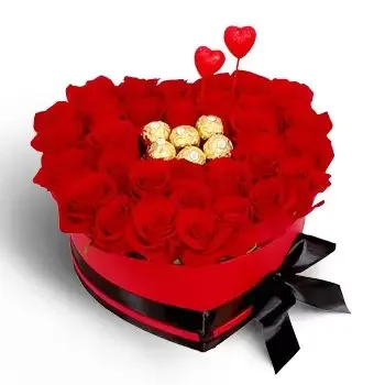 Alle andre byer blomster- Valentine Luxury Box Blomst Levering