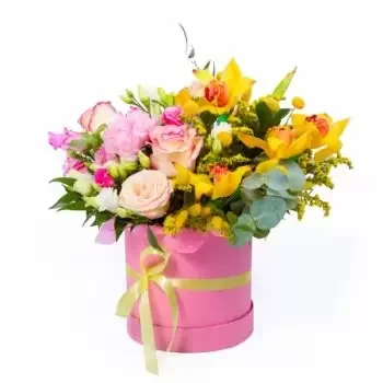 بائع زهور اليونان- لؤلؤي ملون - صندوق زهور زهرة التسليم