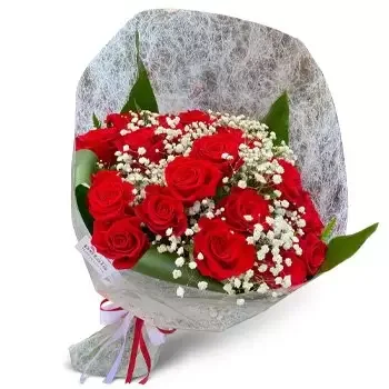 Pou des Lleo blomster- Rød & hvid Blomst Levering