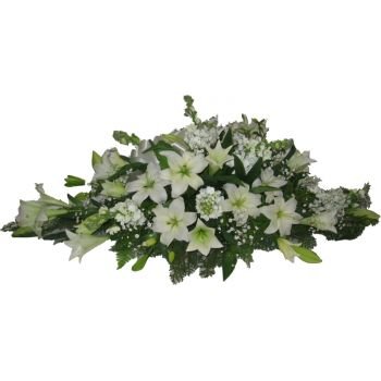 Marbella Blumen Florist- Weißes Schatullenspray Blumen Lieferung