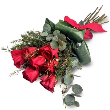 마치코 꽃- 그린 & 레드 꽃 배달