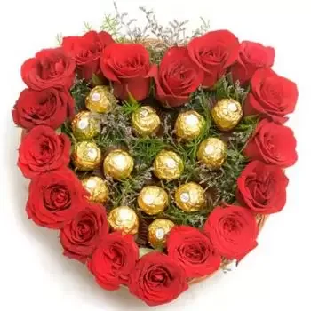 Bruhanja vas bunga- Sweet Roses Heart Bunga Pengiriman