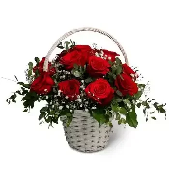 로조 르노 꽃- 빨간 장미 바구니 꽃 배달