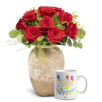 Yecla цветы- Композиция из красных роз 1 Цветок Доставка