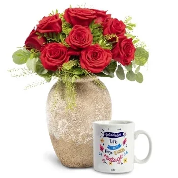Castellon Blumen Florist- Rote Rosen-Arrangement 2 Blumen Lieferung