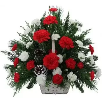 Guaza цветя- Празнична червена и бяла кошница Цвете Доставка