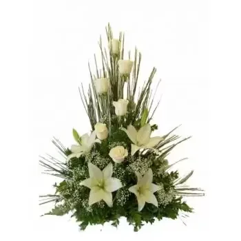Sint Maarten Floristeria online - Pirámide de flores blancas Ramo de flores