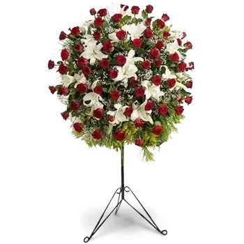 キプロス オンライン花屋 - フローラル スフィア - 葬儀用のバラとユリ 花束