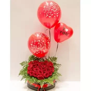 Abu Ẓaluf blomster- Romantik med balloner Blomst Levering